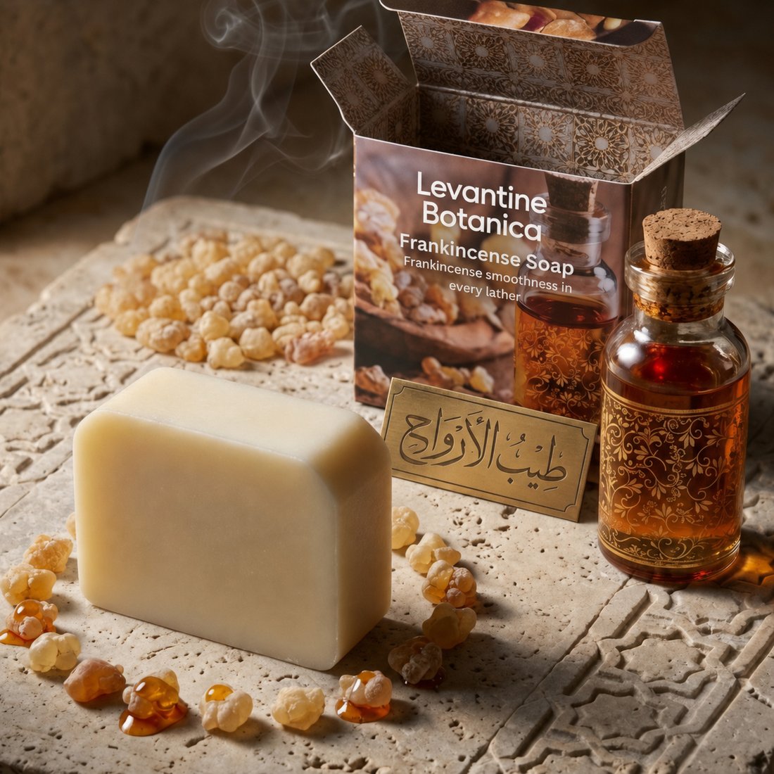 Frankincense natural soap bar for face and body by Levantine Botanica