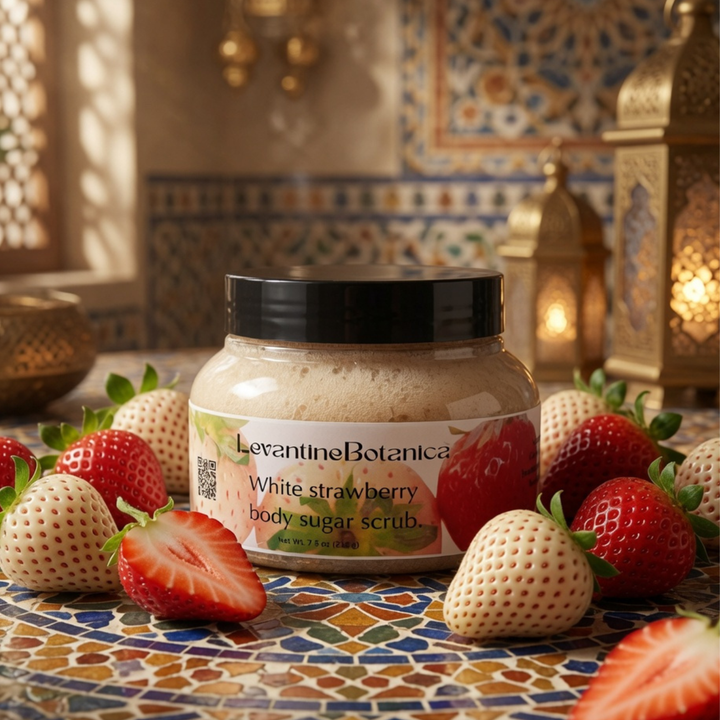 White Strawberry Body Sugar Scrub by Levantine Botanica